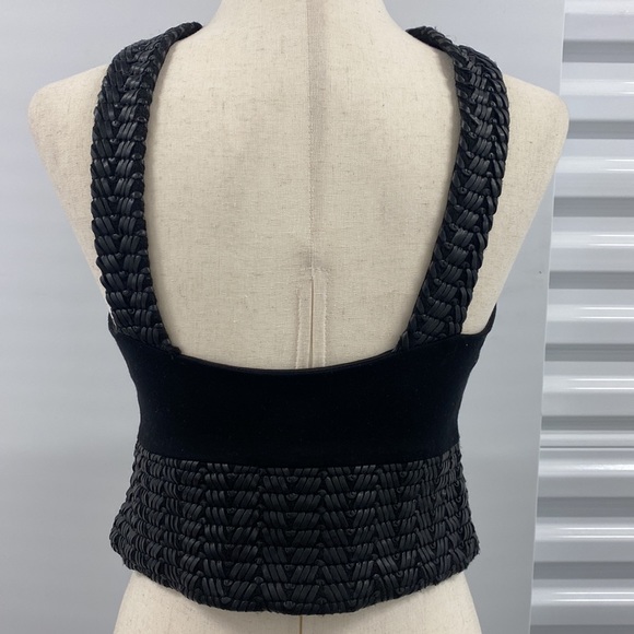 Bebe Halter Crop Top with Vegan Leather trim - Medium - Picture 5 of 15
